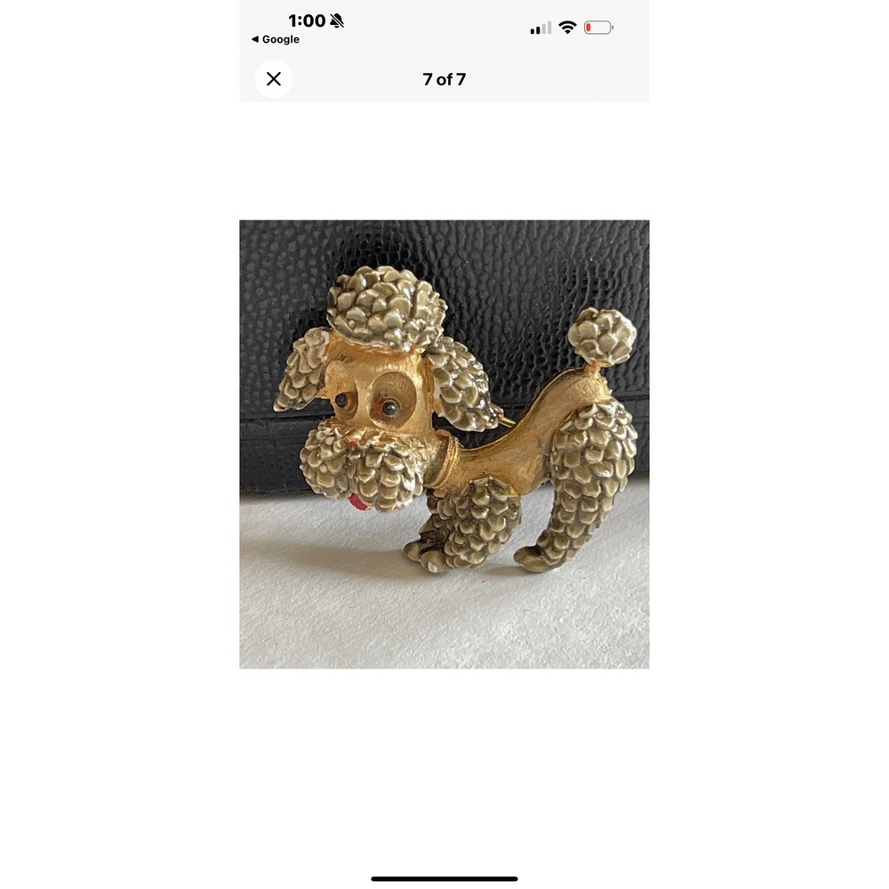 Retro Gold Poodle Brooch Vintage JJ Jonette Jewelry Pin